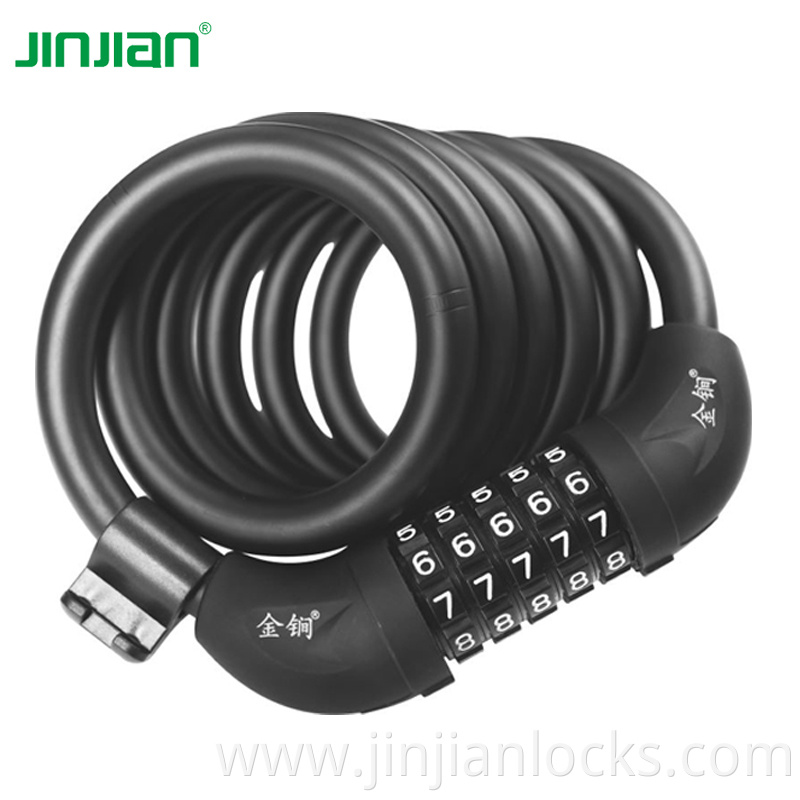 Bike Lock 5 Digit Resettable Anti-theft high security steel cable lock for bicycle and motorcycle combination lock